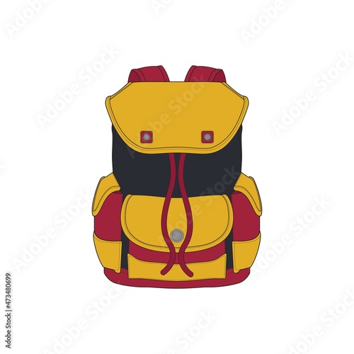 Vector Colorful Backpacks. Backpacks for schoolchildren, students, travellers and tourists. Back to School rucksack flat vector illustrations isolated on white.
