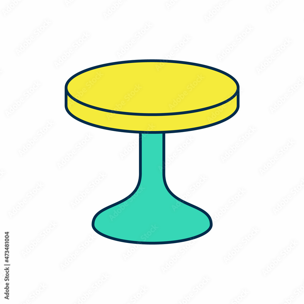 Filled outline Round table icon isolated on white background. Vector Filled outline Round table icon isolated on white background. Vector