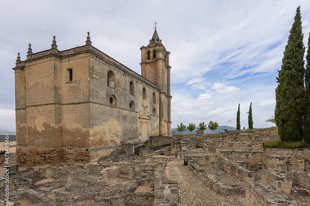 Rear view of the Main Abbey church inside the Fortress of La Mota, a large walled enclosure above Alcala la Real
