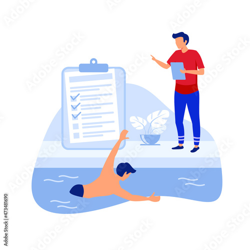 Swimming and life saving classes illustration exclusive design inspiration