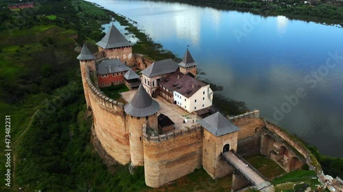 Aerial view of Medival Fortress Khotyn. photo