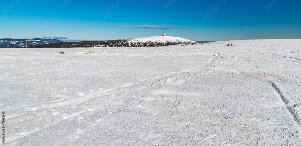 View from Vysoka hole hill in winter Jeseniky mountains in Czech republic