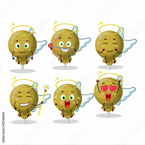 Yellow lolipop wrapped cartoon designs as a cute angel character