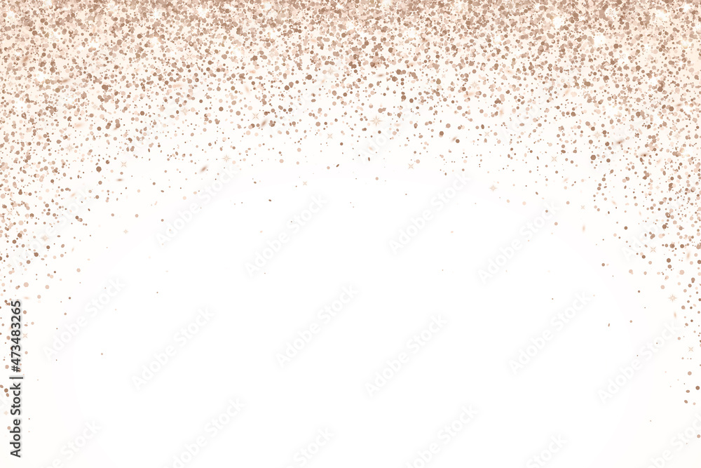Bronze falling particles arch shape on white background. Vector
