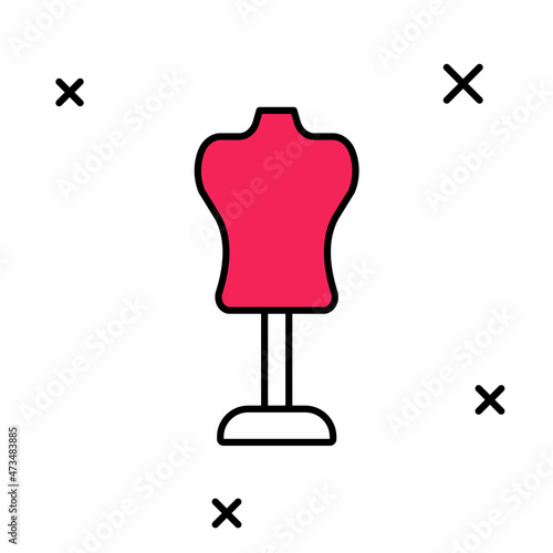 Filled outline Mannequin icon isolated on white background. Tailor dummy. Vector