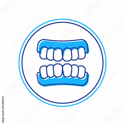 Filled outline Dentures model icon isolated on white background. Teeth of the upper jaw. Dental concept. Vector