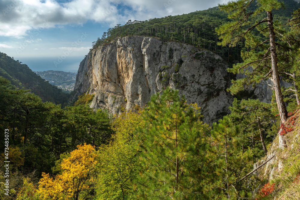 Beautiful rocks in the Uch-Kosh gorge. Yalta, Crimea
