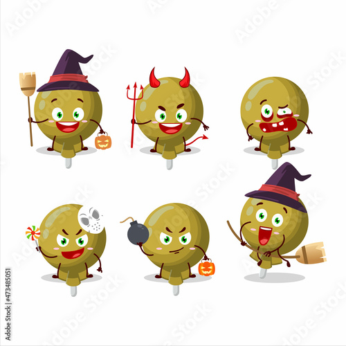Halloween expression emoticons with cartoon character of yellow lolipop wrapped