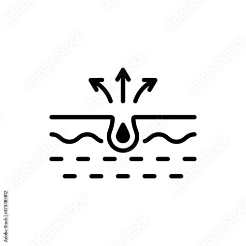 Pore Cleaning Line Icon. Sebum removal and Cleansing Clogged Deep Pore Linear Pictogram. Unclog Skin Face of Dirty Blackhead and Dust Outline Icon. Editable Stroke. Isolated Vector Illustration