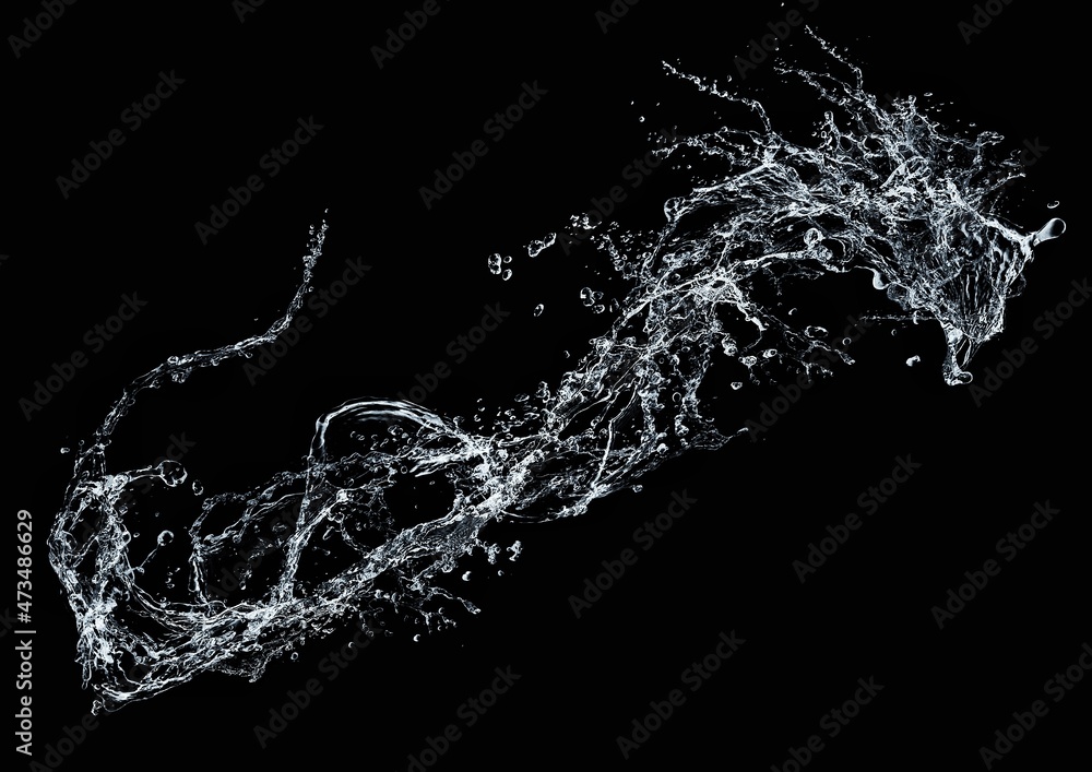 Fototapeta premium 竜の形にしぶきをあげる水のイラスト