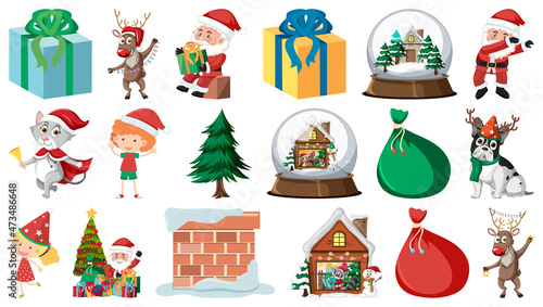Isolated Christmas Objects And Elements Set