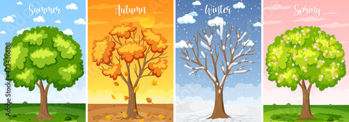 Set of four seasons backgrounds