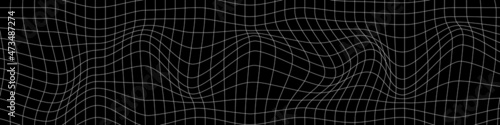 Abstract distorted grid. Futuristic widescreen design. Banner for technology, design, retro. Vector illustration.