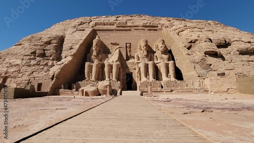 Aswan, Egypt : Great Abu Simbel temple of Pharaoh Ramses II in southern Egypt in Nubia next to Lake Nasser. photo
