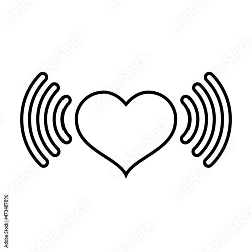 Line icon of heart and vibes. Valentine's day heart and concept respresenting love and romance. Vector Illustration