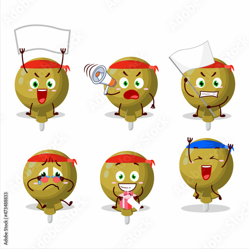 Mascot design style of yellow lolipop wrapped character as an attractive supporter