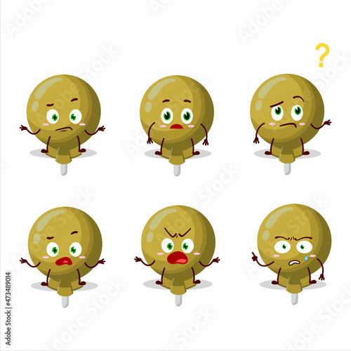 Cartoon character of yellow lolipop wrapped with what expression