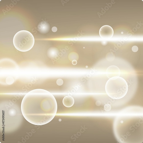 Dark Gold Bokeh Background with fizzing bubbles and ray of light