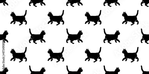 cat seamless pattern kitten calico walking vector neko breed dog pet sleep cartoon repeat wallpaper tile background scarf isolated illustration doodle design © CNuisin