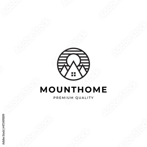 Vintage Mount Home line logo vector icon illustration vintage style for your business