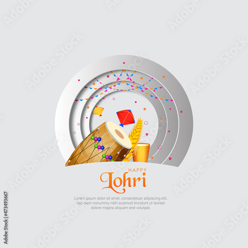 Vector illustration of Happy Lohri holiday background for Punjabi festival.