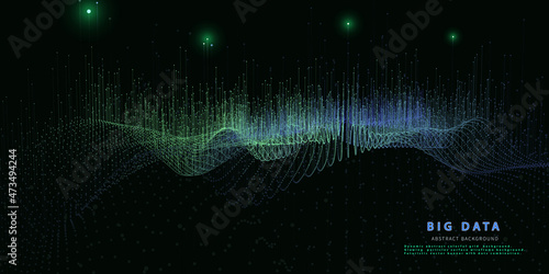Abstract technology background with polygonal  technology grid. Analytics data algorithms. Quantum concept. Banner for business, science and technology. Big Data.