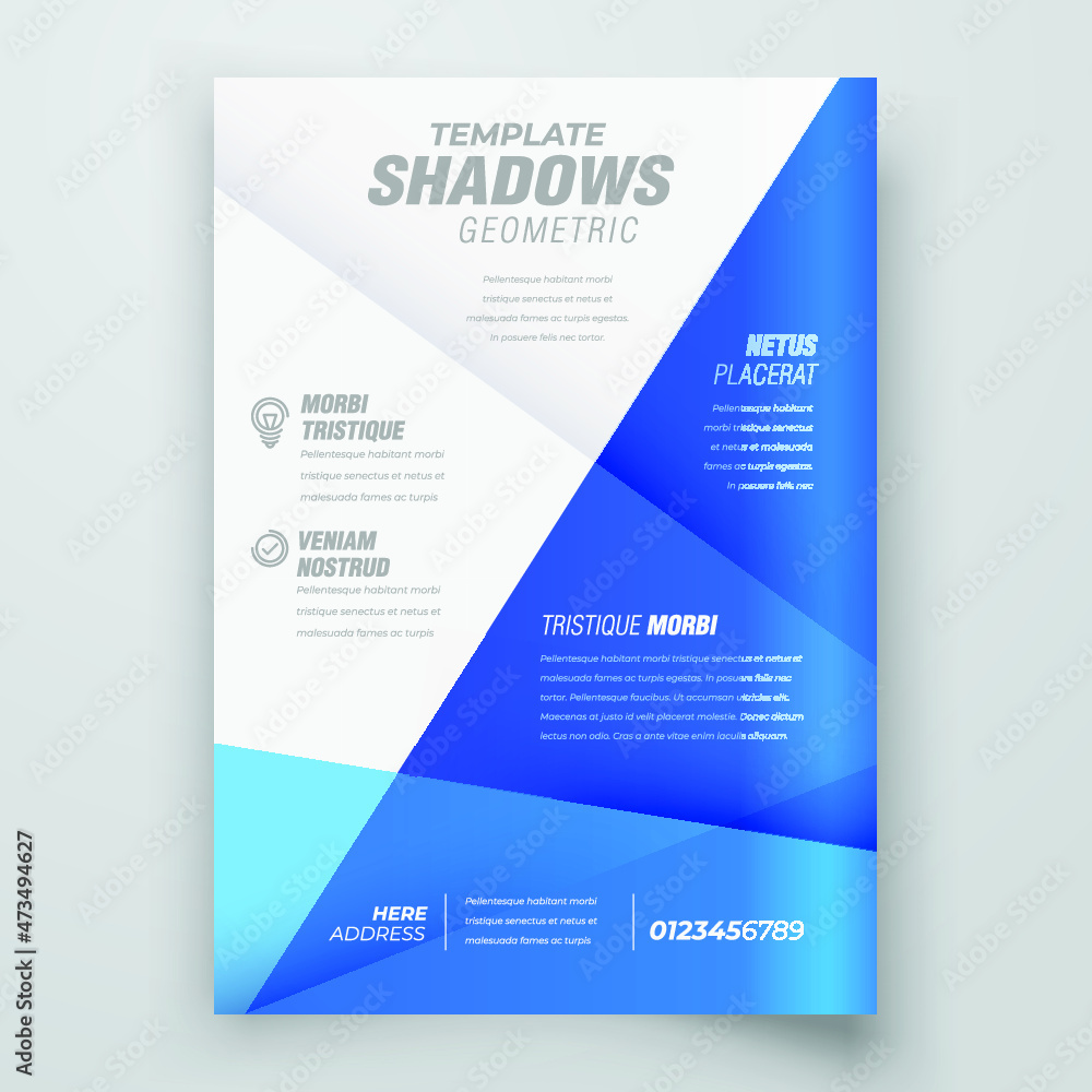 Flyer cover Shadows lines design template blue color Flyer cover Shadows lines design template blue color