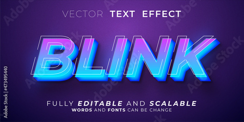 Blink text effect, Editable 3d text style