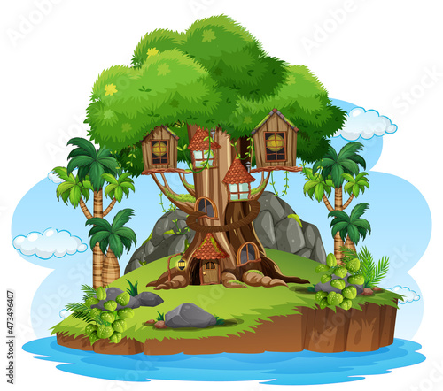 Fantasy tree house in the forest