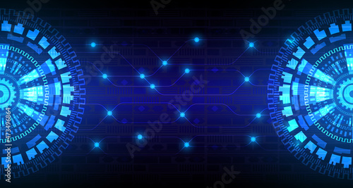 High tech style circle, beam and line pattern, internet with abstract technology background EP.2