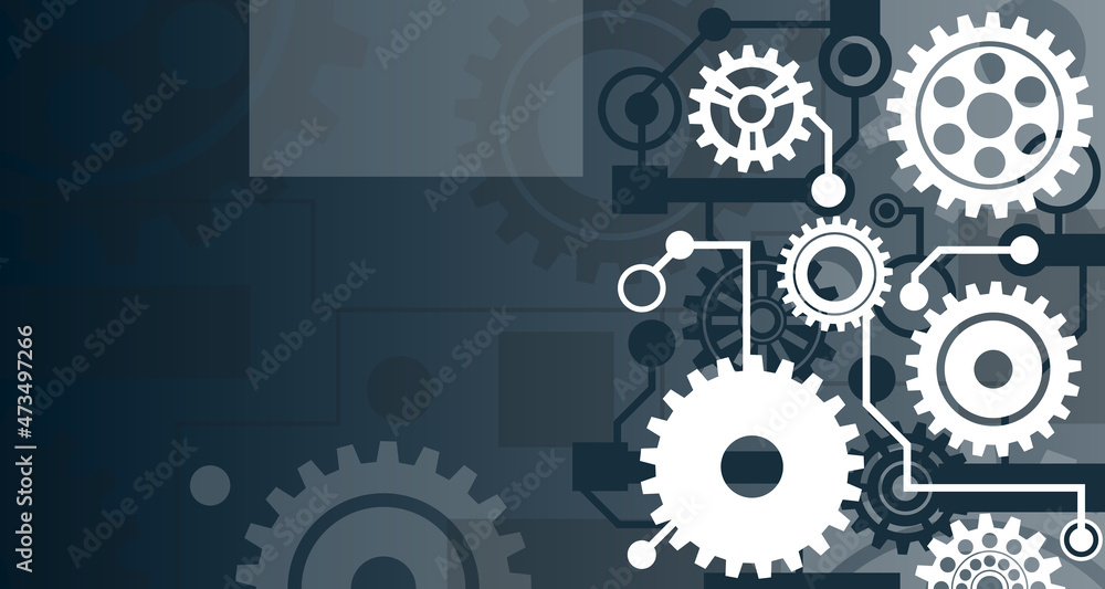 Technology gears Abstract techno gear background with geometric wheels. Vector gears modern mechanism industrial concept. Ep.1