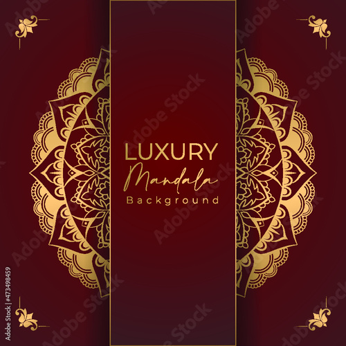 Luxury gold arabesque pattern in mandala background 