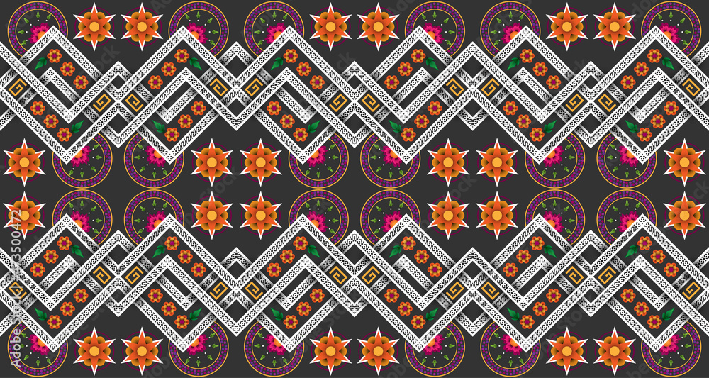 Seamless pattern geometric ethnic oriental ikat wallpaper. EP.2.