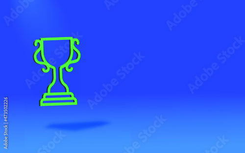 green award sign symbol on blue background. 3d rendering illustration. Premium vector