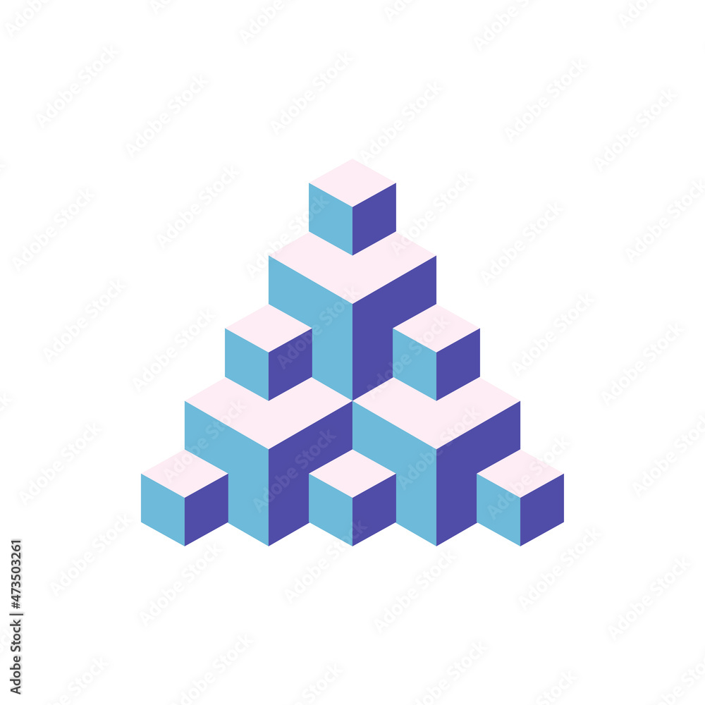Abstract isometric object made of small and large cubes. Vector illustration Abstract isometric object made of small and large cubes. Vector illustration