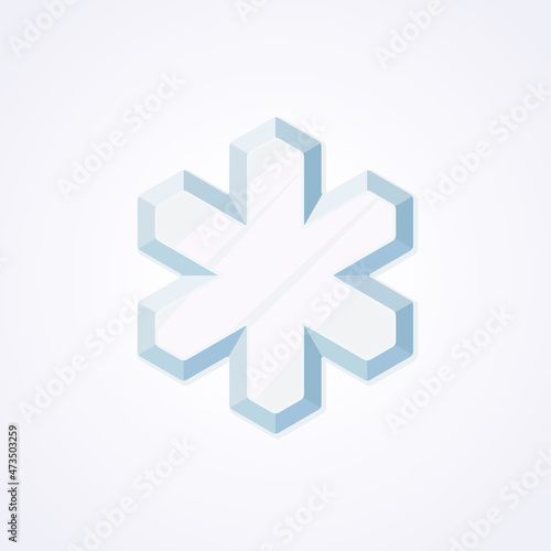 Hexagonal volumetric snowflake. Vector illustration