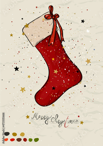 Christmas poster with christmas socks from new ink style collection.
