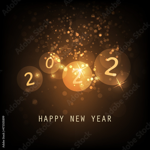 Best Wishes - Golden and Black Abstract Modern Style Happy New Year Greeting Card, Cover or Background, Creative Design Template - 2022