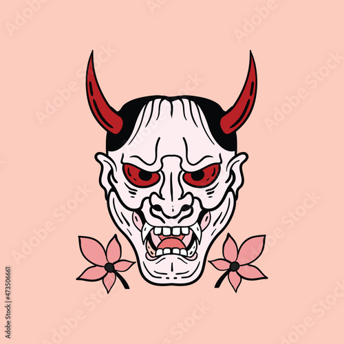 red devil mask illustration. print on t-shirts, sweatshirts and souvenirs. vector Premium Vector