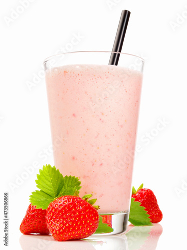 Strawberry Milkshake on white Background - Isolated