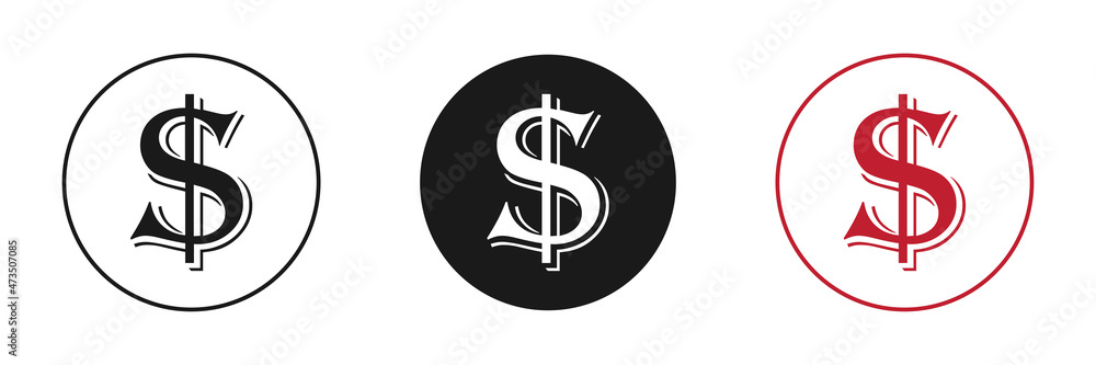 Dollar sign. Set of icons. Business concept. Vector illustration Dollar sign. Set of icons. Business concept. Vector illustration