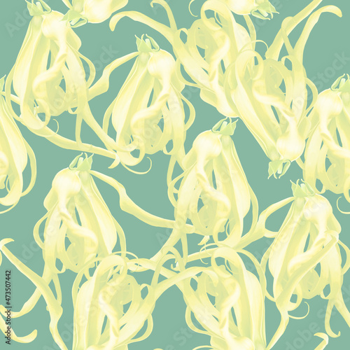 Seamless floral pattern with pink leaves. Botanical and flower background in summer style.