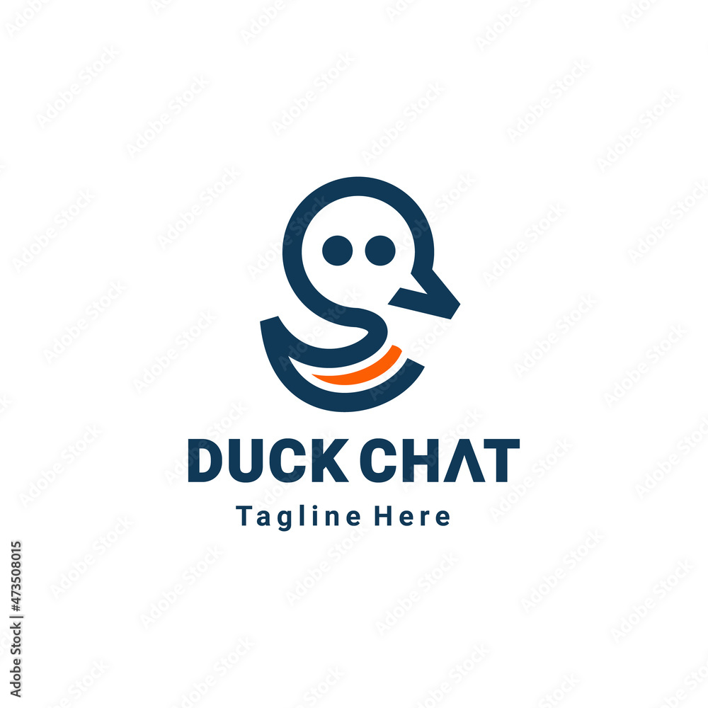 Combination Duck and chat icon with style flat minimalist in white background ,vector logo design editable Combination Duck and chat icon with style flat minimalist in white background ,vector logo design editable