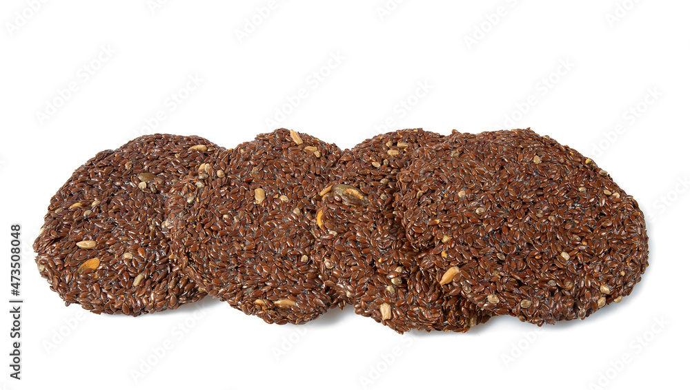 flaxseed crackers isolated on white background flaxseed crackers isolated on white background