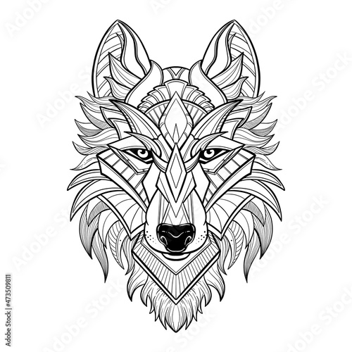 wolf illustration geometric tattoo style and tshirt design