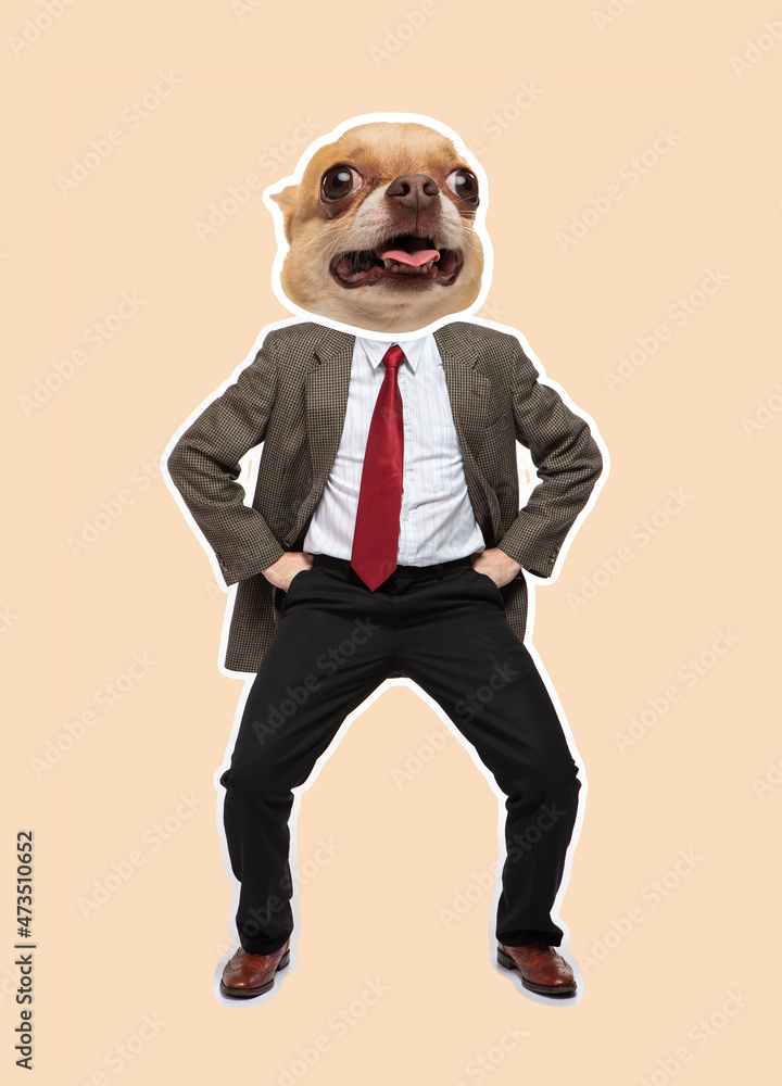 custom made wallpaper toronto digitalArt business man with dog head. Portrait of trendy magazine style