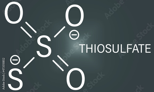 Thiosulfate anion, chemical structure. Skeletal formula.	
