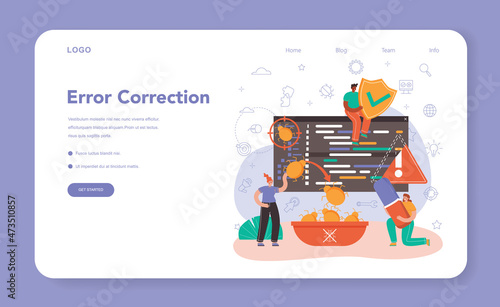 Software tester web banner or landing page. Application or website