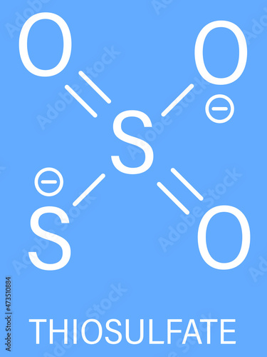 Thiosulfate anion, chemical structure. Skeletal formula.	