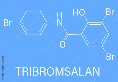 Tribromsalan disinfectant molecule. Skeletal formula.
